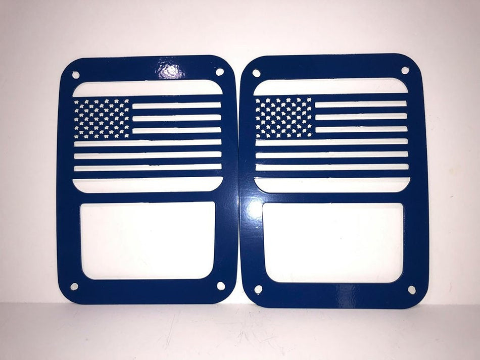 American Flag Tail Light Guards for Jeep Wrangler TJ & JK; JL-Halogen Lights Only