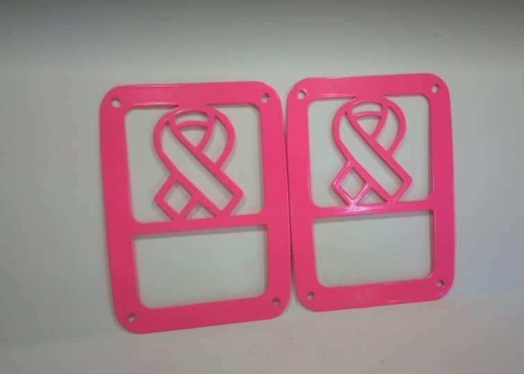 Awareness Ribbon Tail Light Guards for Jeep Wrangler TJ & JK; JL-Halogen Lights Only