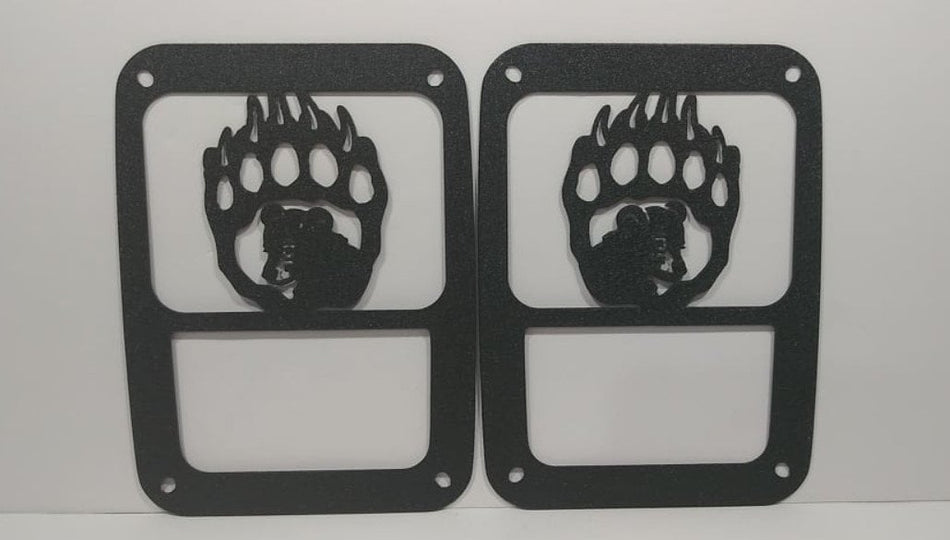 Bear Cub in Claw Tail Light Guards for Jeep Wrangler TJ, JK; JL-Halogens Only